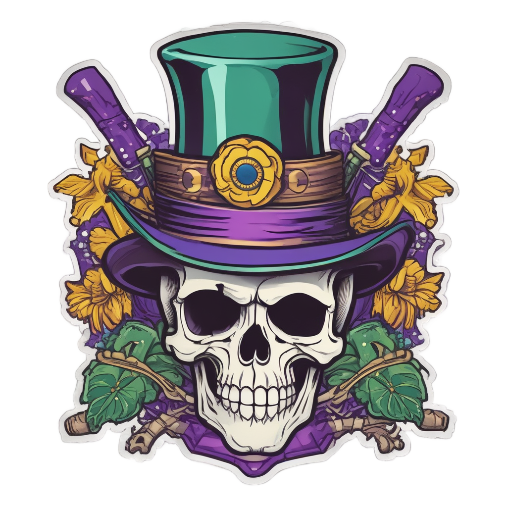 Carnival Skull Dagger — blackwork skull stickers