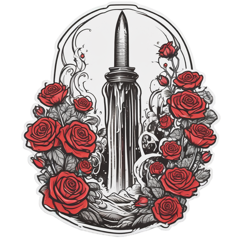 Cascading Rose Dagger — snake, dagger & rose stickers