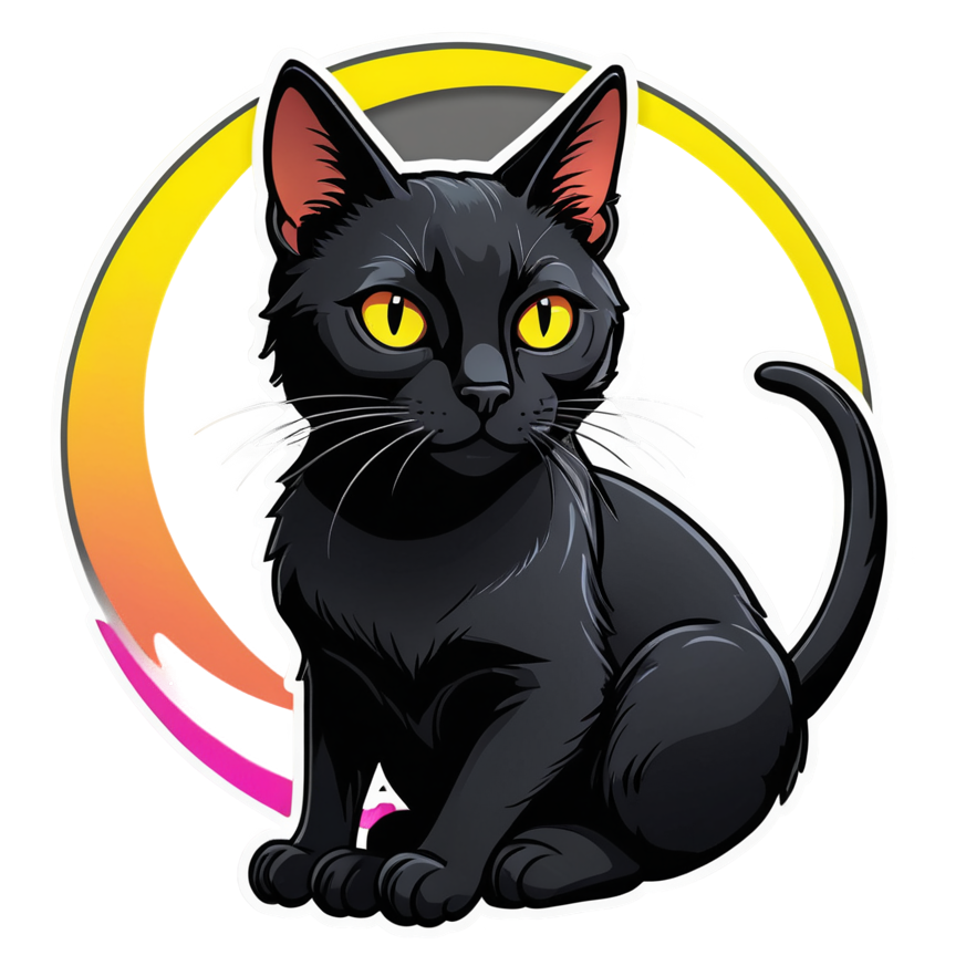Witchy Cat (neon) — cat stickers