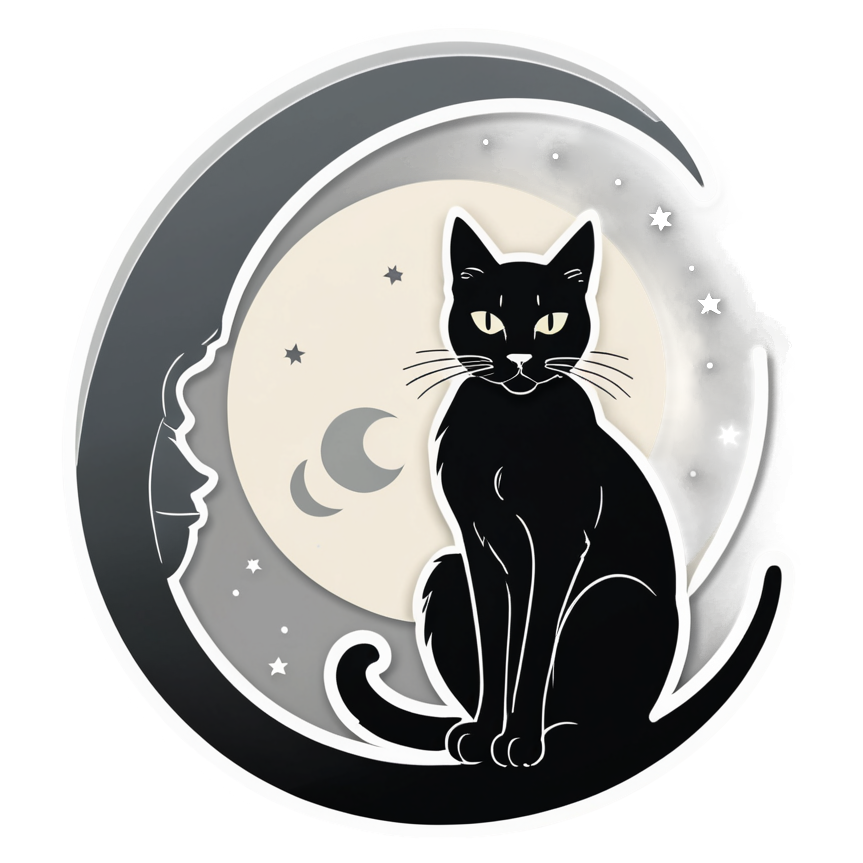 Witchy Cat (papercut) — cat stickers