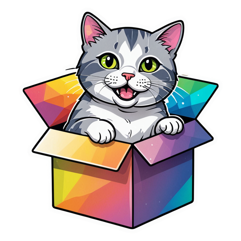 Box Cat (holographic) — cat stickers