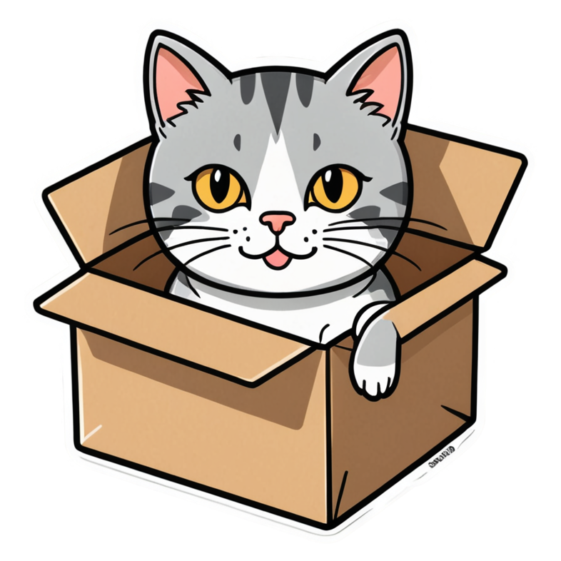 Box Cat (lineart) — cat stickers