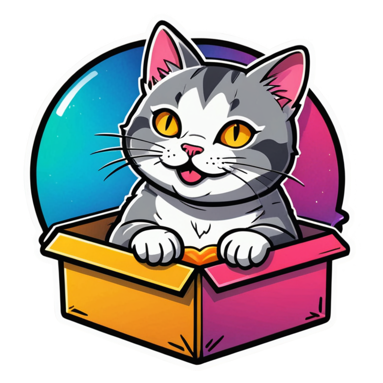 Box Cat (neon) — cat stickers