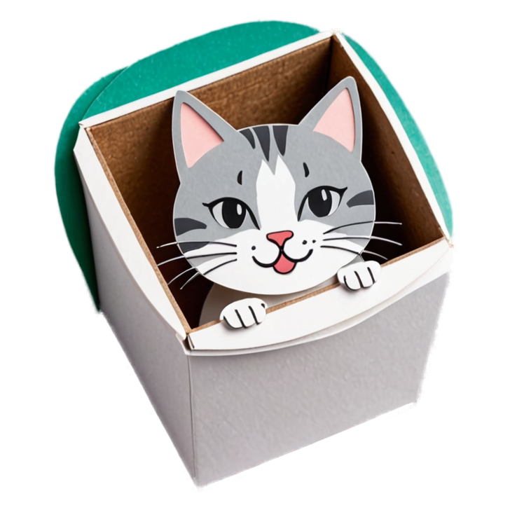 Box Cat (papercut) — cat stickers