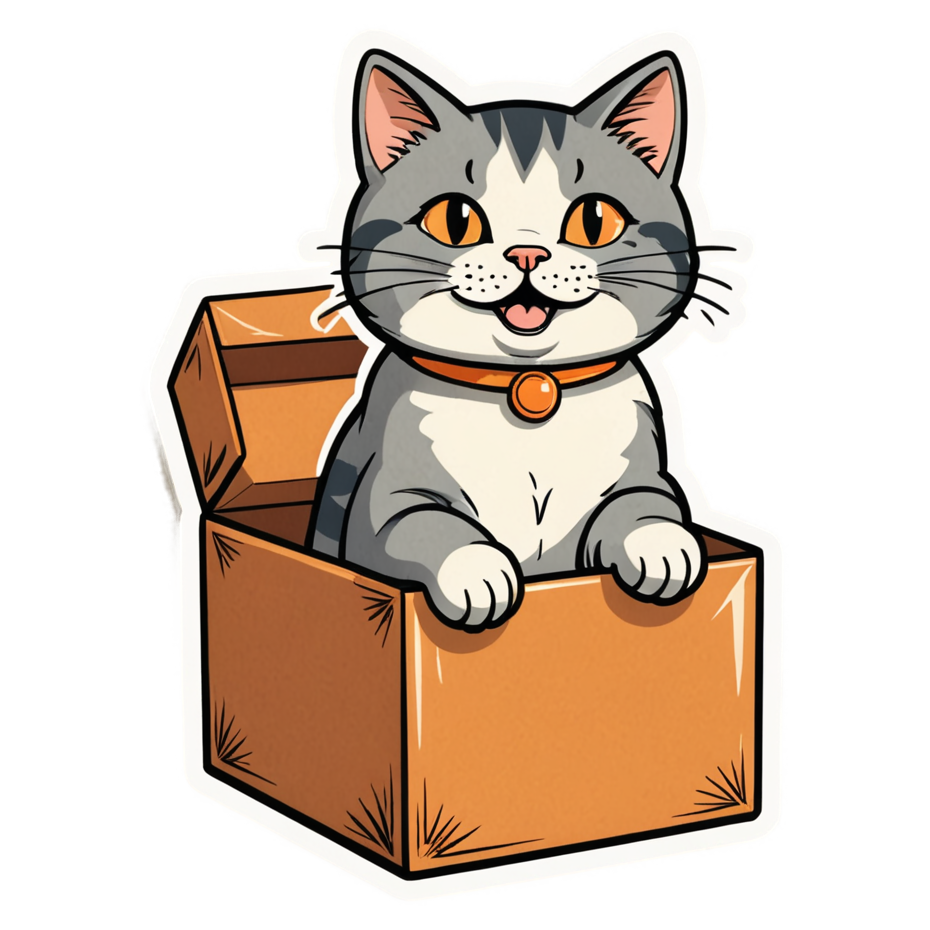 Box Cat (retro) — cat stickers