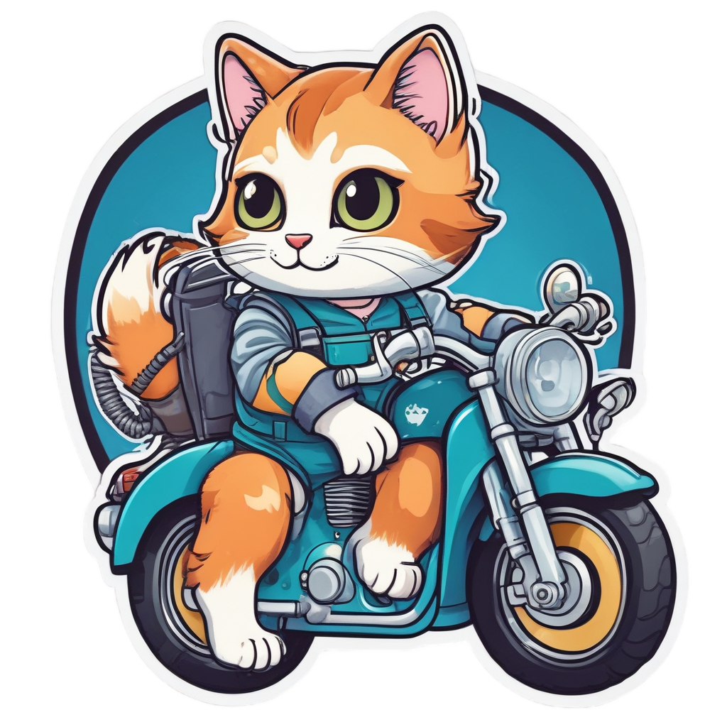 Cat Cafe Racer Mechanic — motorcycles stickers