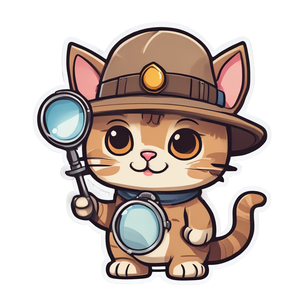 Cat Detective with Magnifying Glass — cat stickers