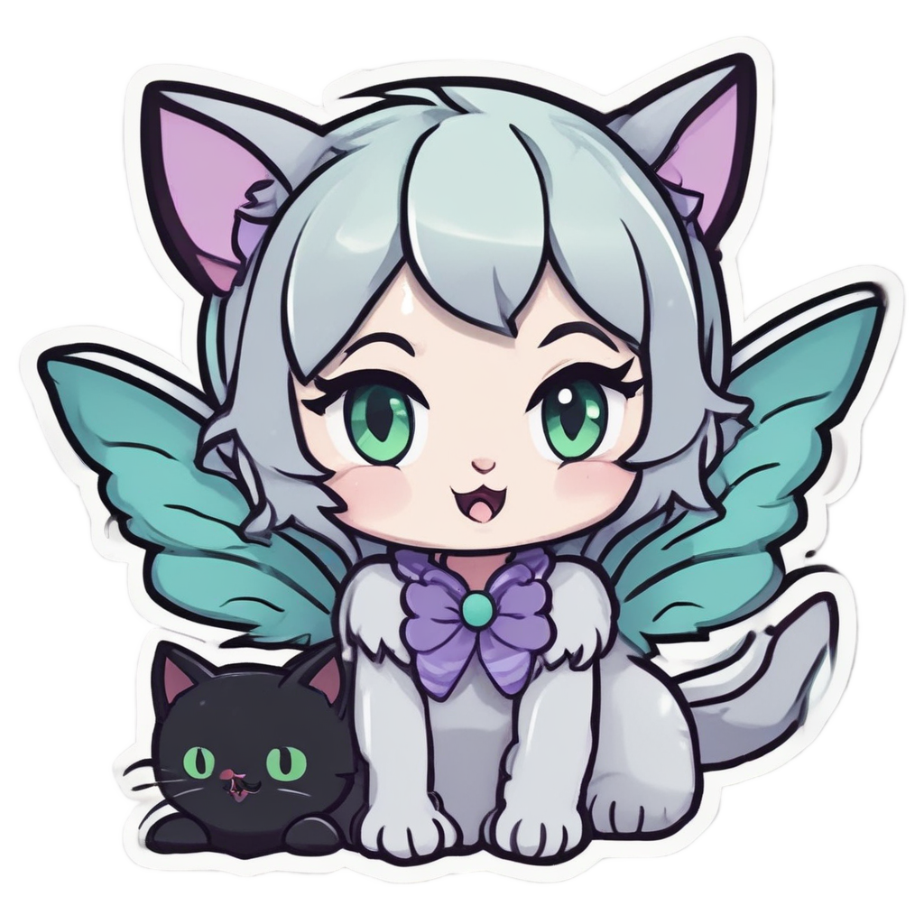 Cat-Eared Mischievous Cherub — shimmer y2k stickers