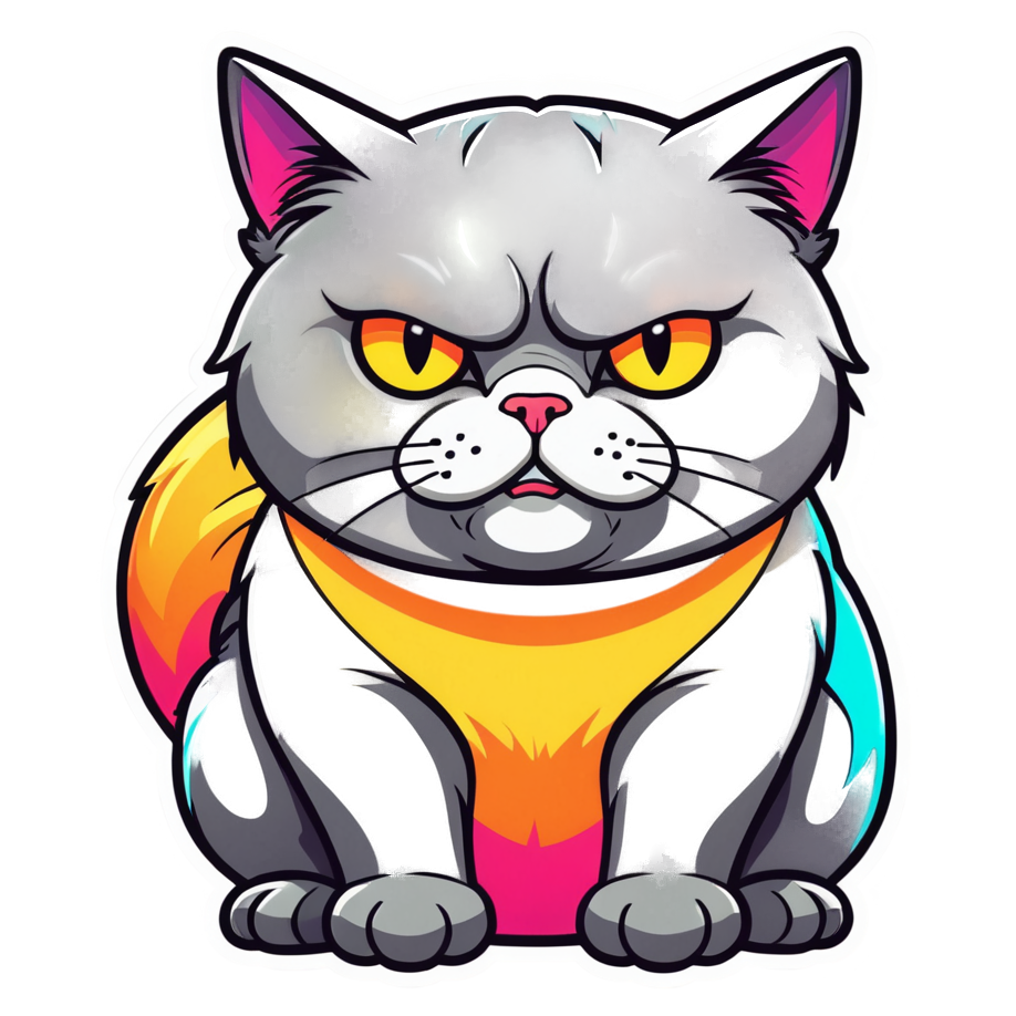 Grumpy Cat (neon) — cat stickers