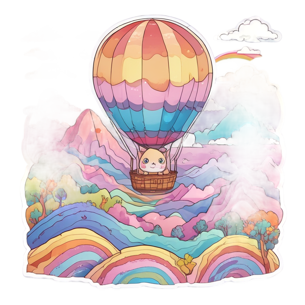 Cat in a Hot Air Balloon — open road stickers