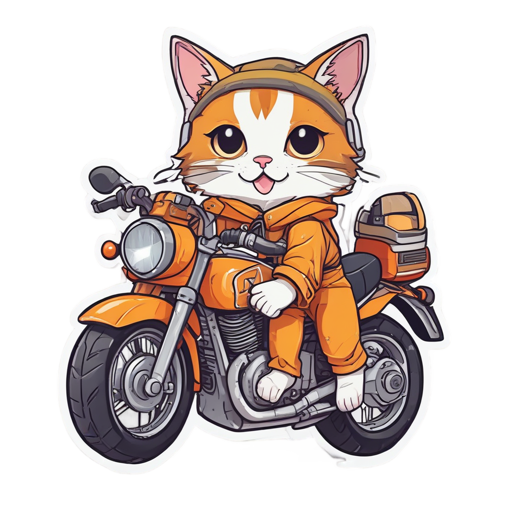 Cat Mechanic with Wrench — motorcycles stickers