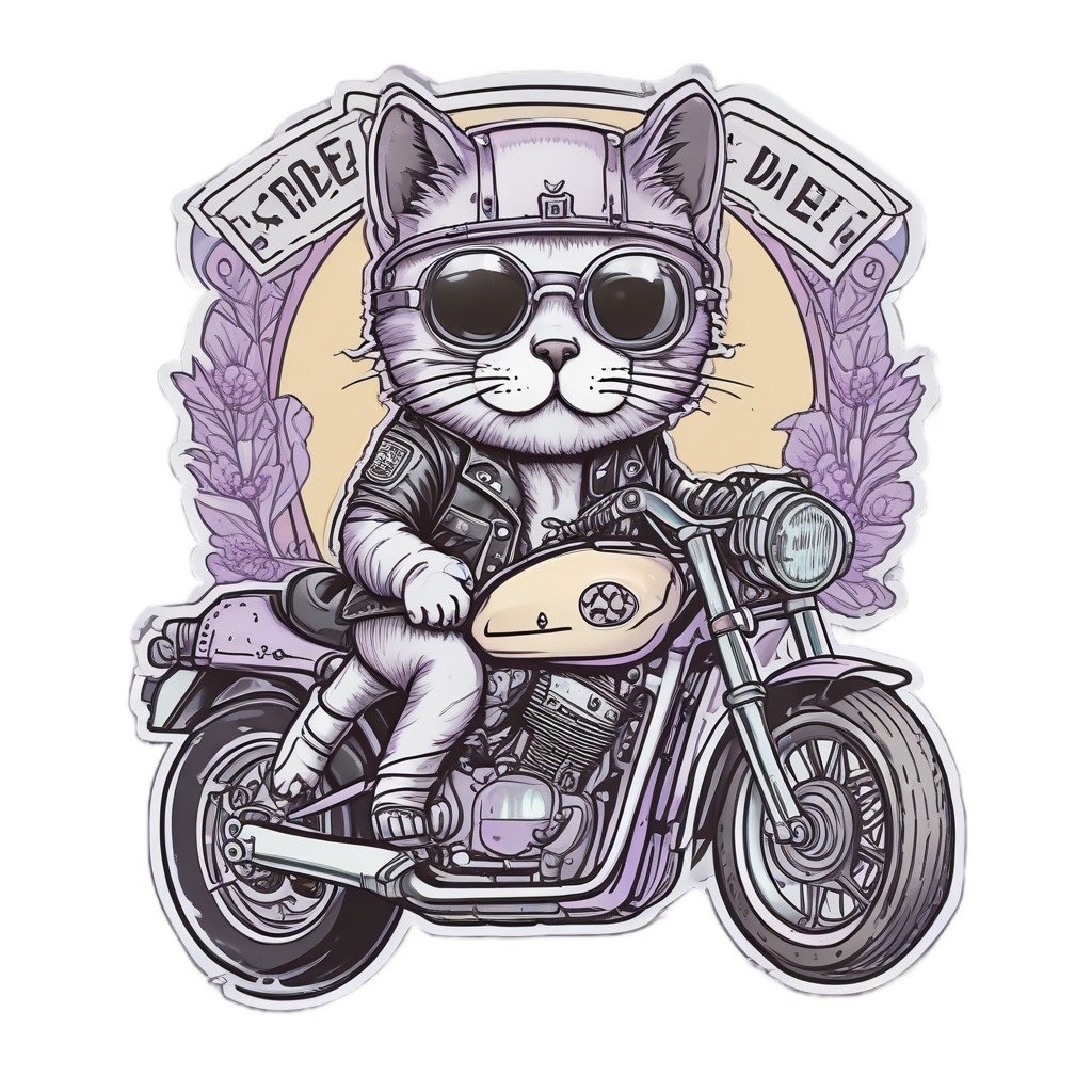 Cat Motorcycle Rider Banner — open road stickers