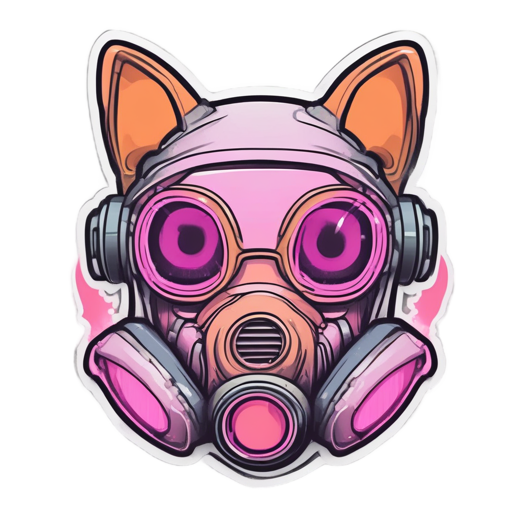 Cat Neon Gas Mask — cat stickers