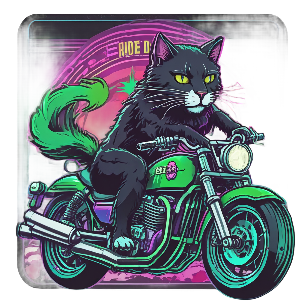 Cat on Motorcycle — open road stickers