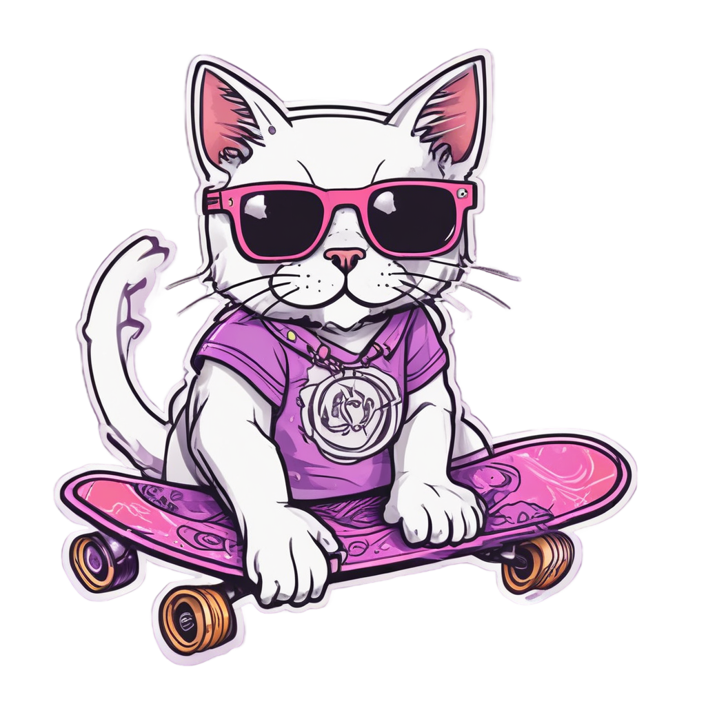 Cat on Skateboard — open road stickers