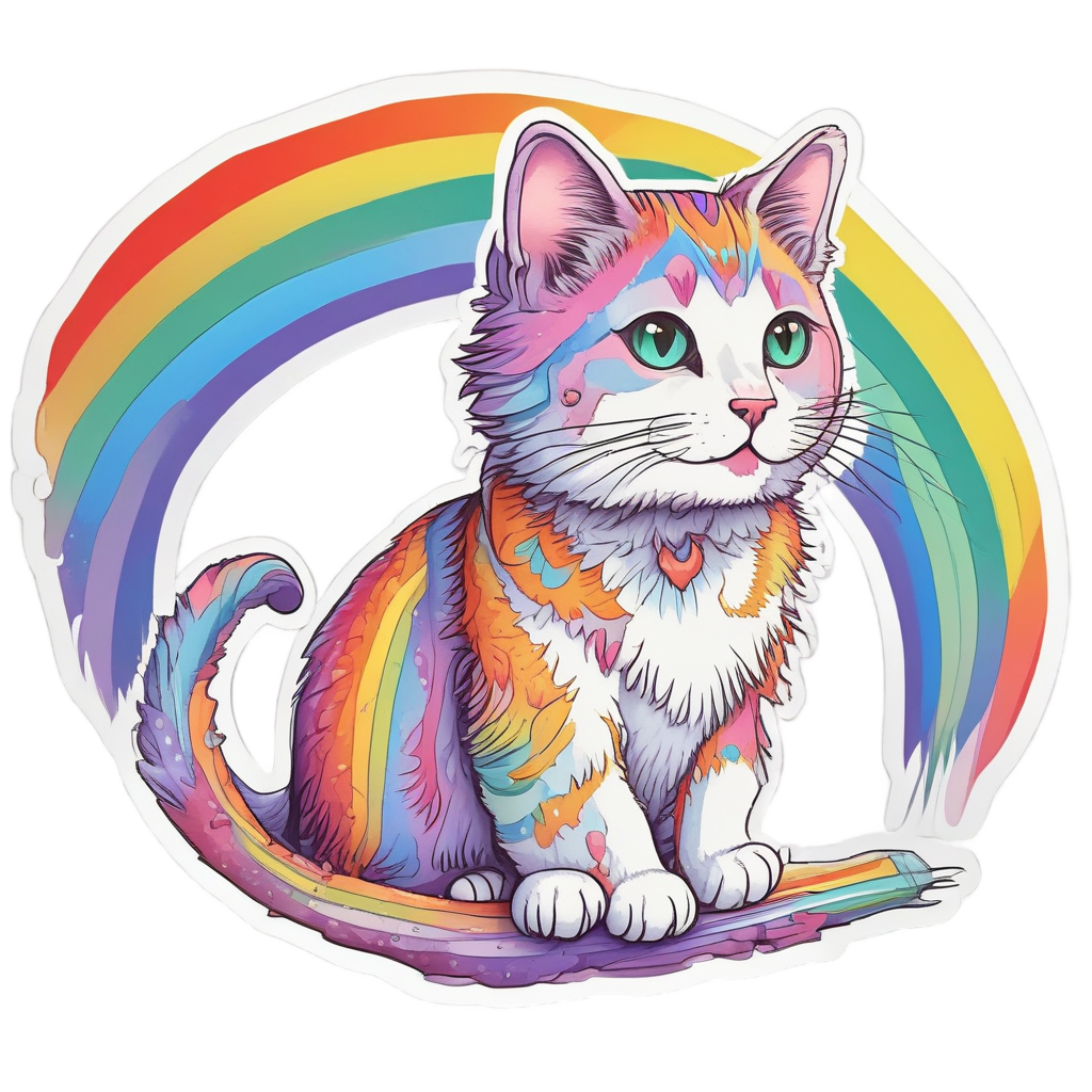 Cat Rainbow Tightrope — celestial nursery stickers