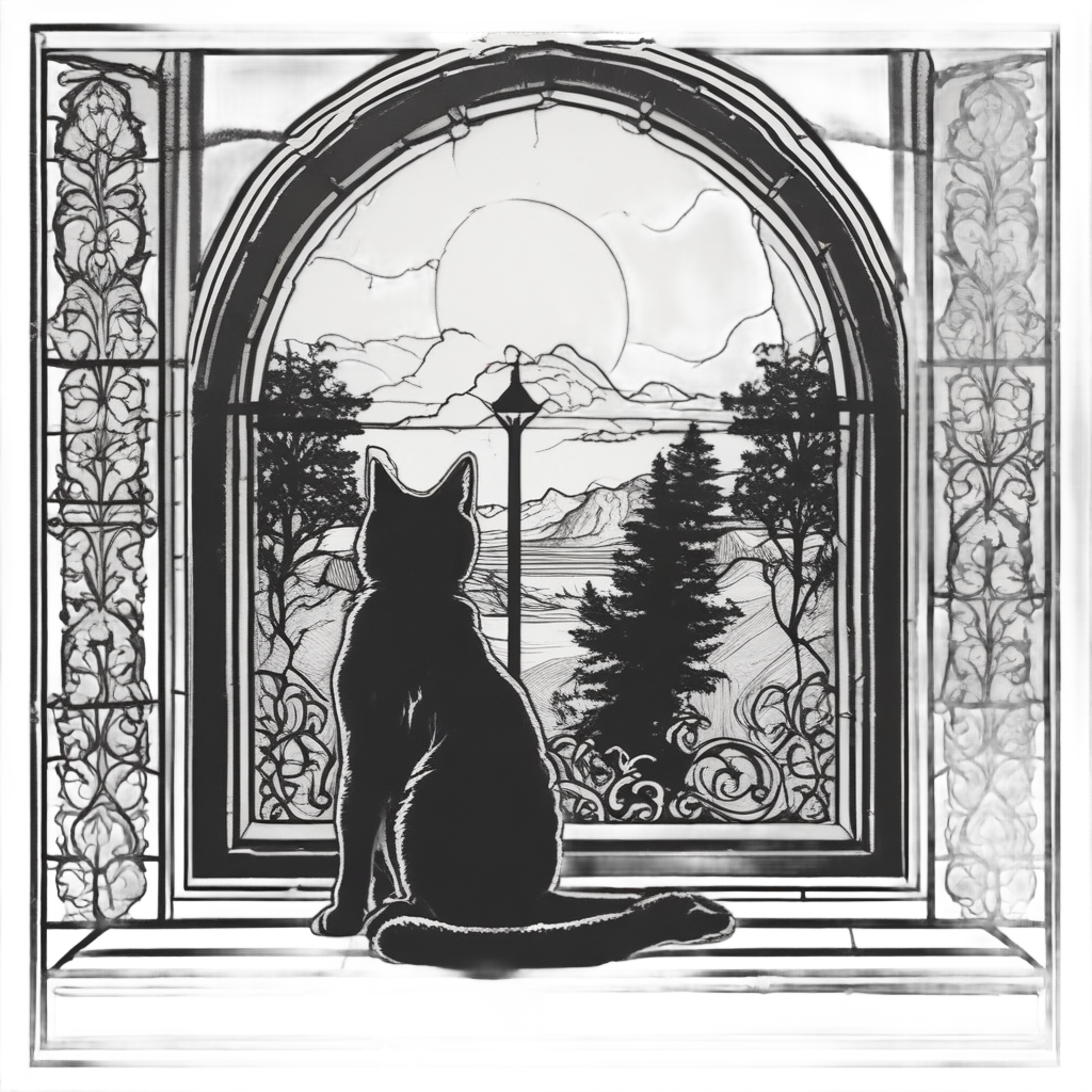 Cat Silhouette in Window — victorian gothic stickers