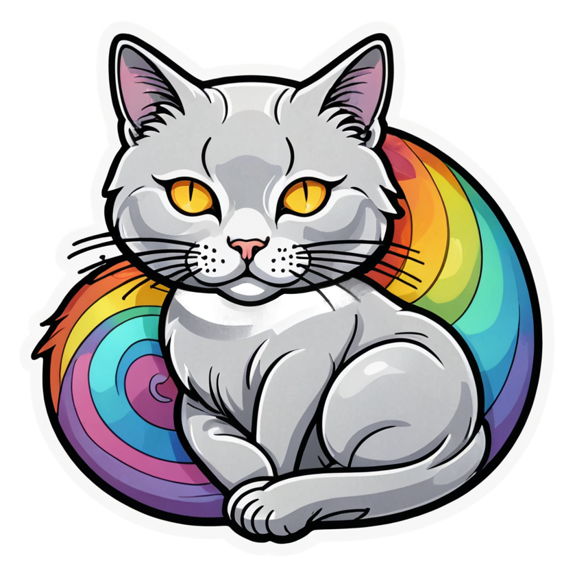 Sleepy Cat (holographic) — cat stickers