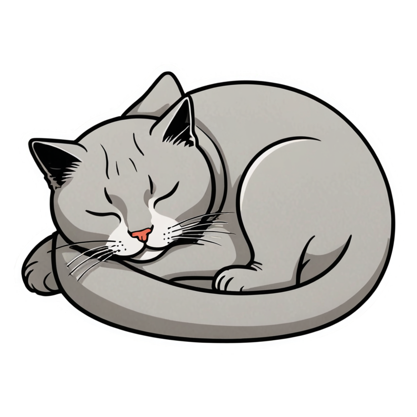 Sleepy Cat (lineart) — cat stickers