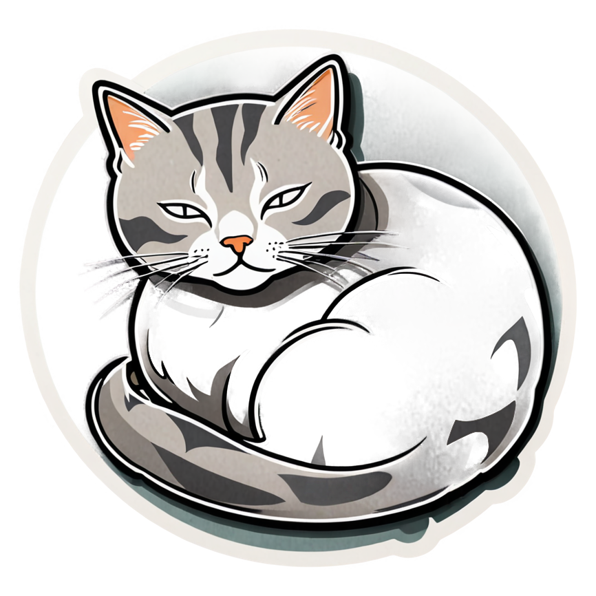 Sleepy Cat (papercut) — cat stickers