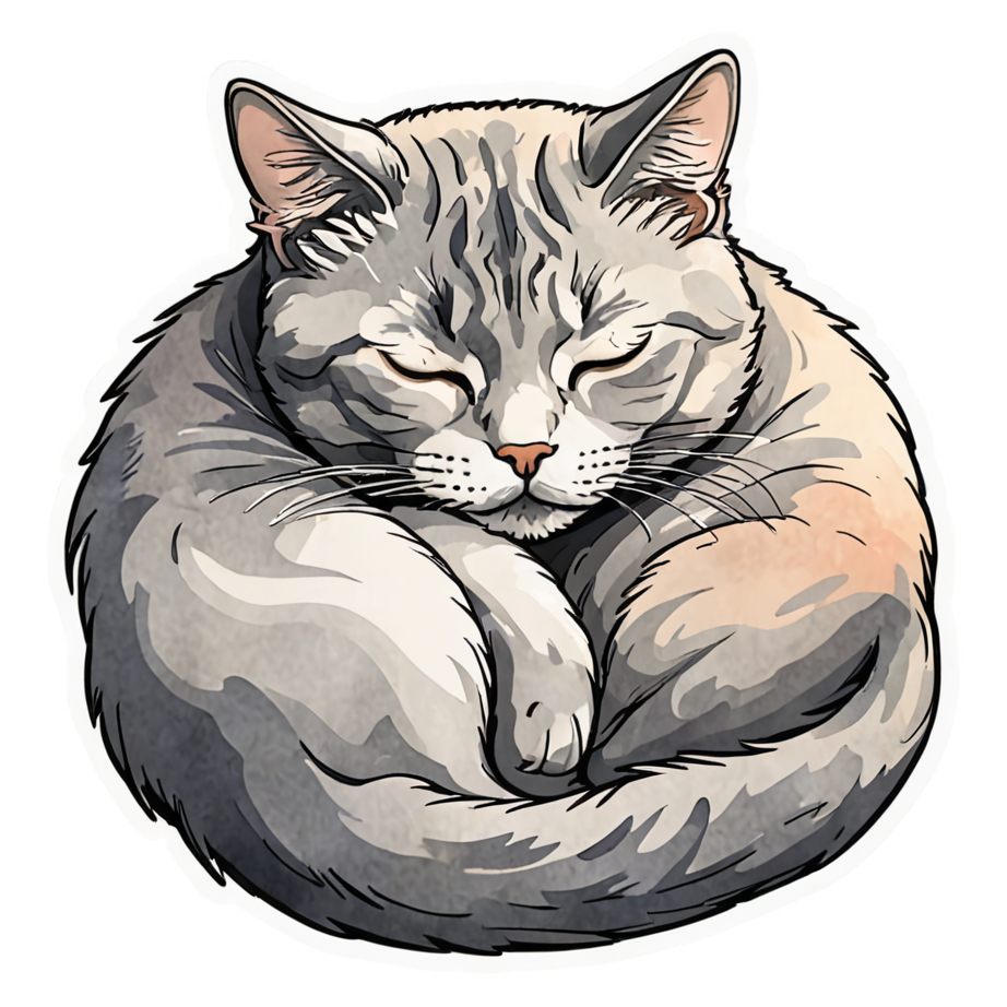 Sleepy Cat (watercolor) — cat stickers