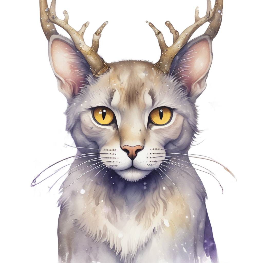 Cat with Whimsical Antlers — outdoorsman stickers