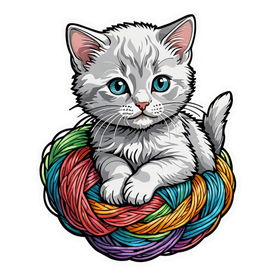 Yarn Cat (holographic) — cat stickers