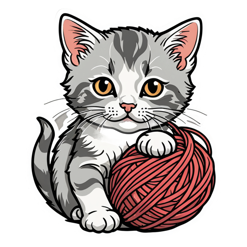 Yarn Cat (lineart) — cat stickers