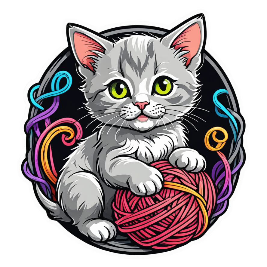 Yarn Cat (neon) — cat stickers