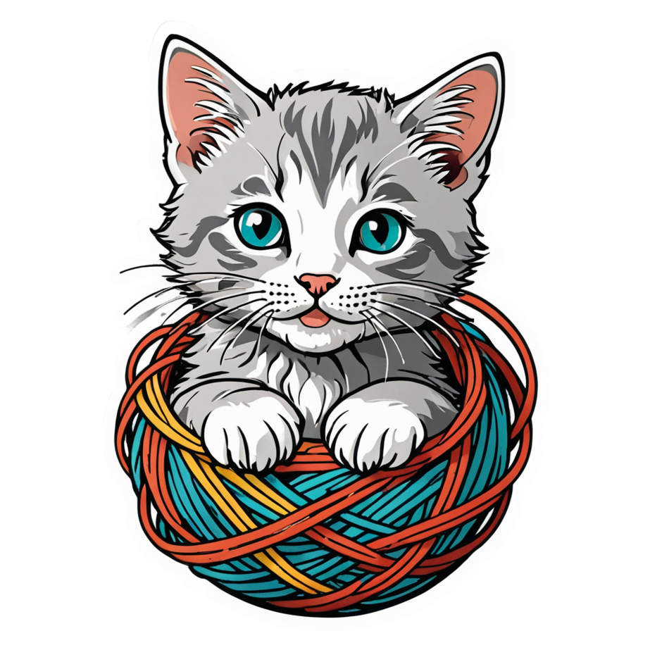 Yarn Cat (papercut) — cat stickers