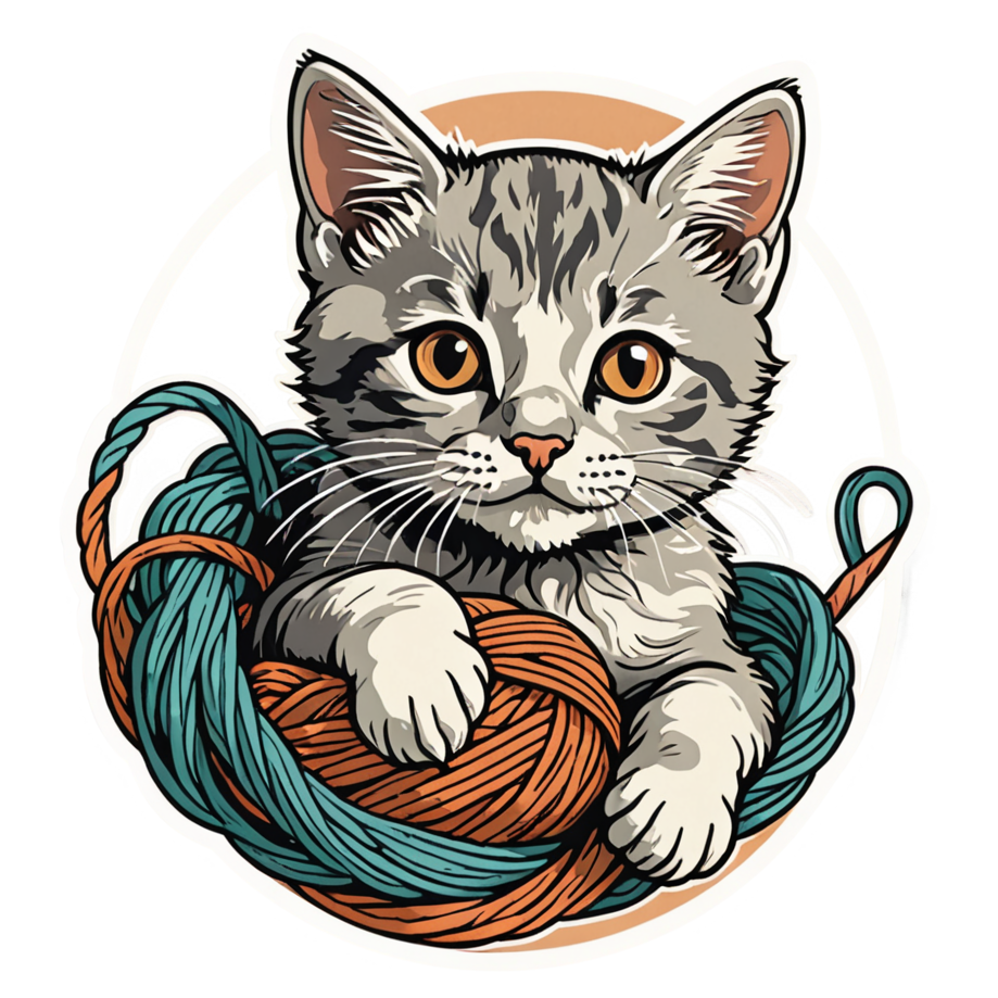 Yarn Cat (retro) — cat stickers