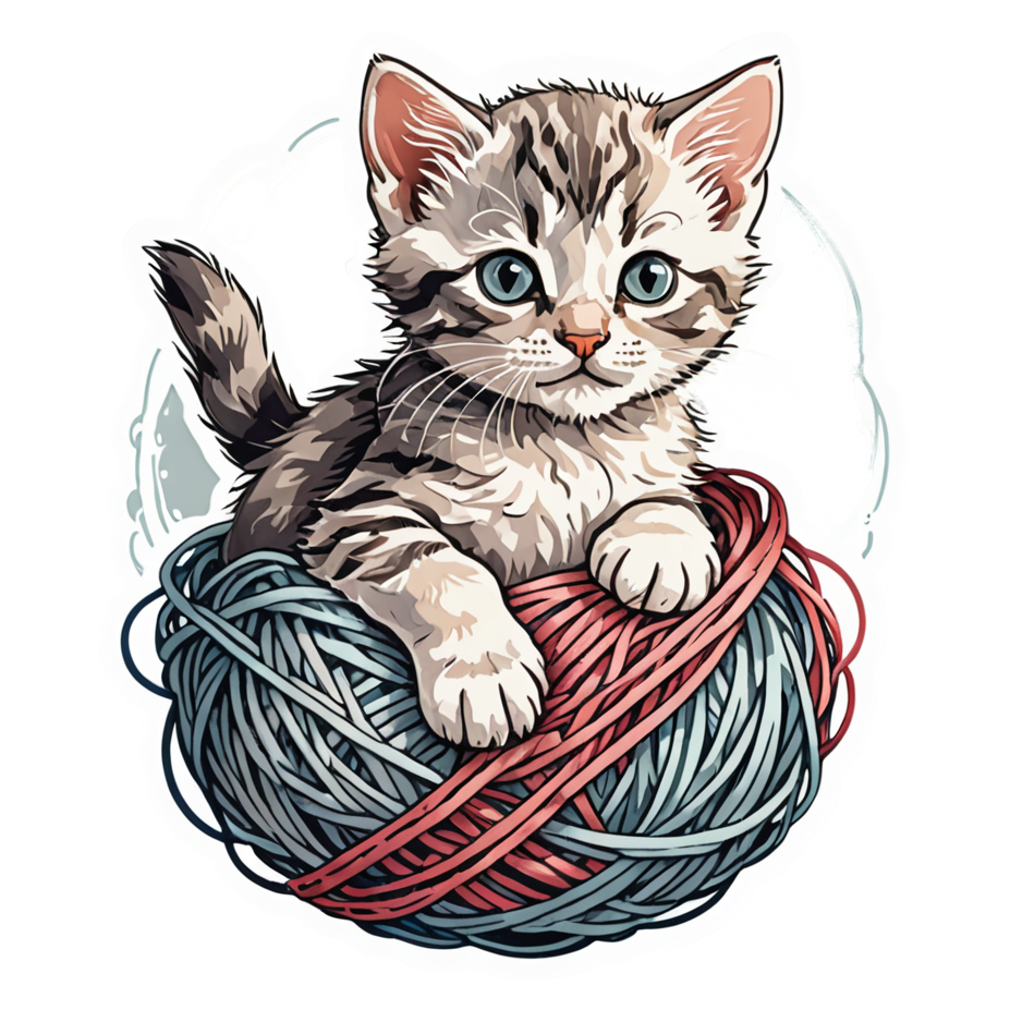 Yarn Cat (watercolor) — cat stickers