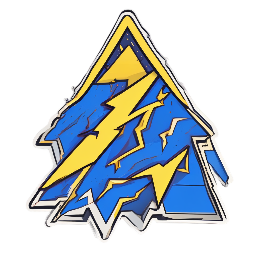 Caution triangle with a lightning bolt, lineart style