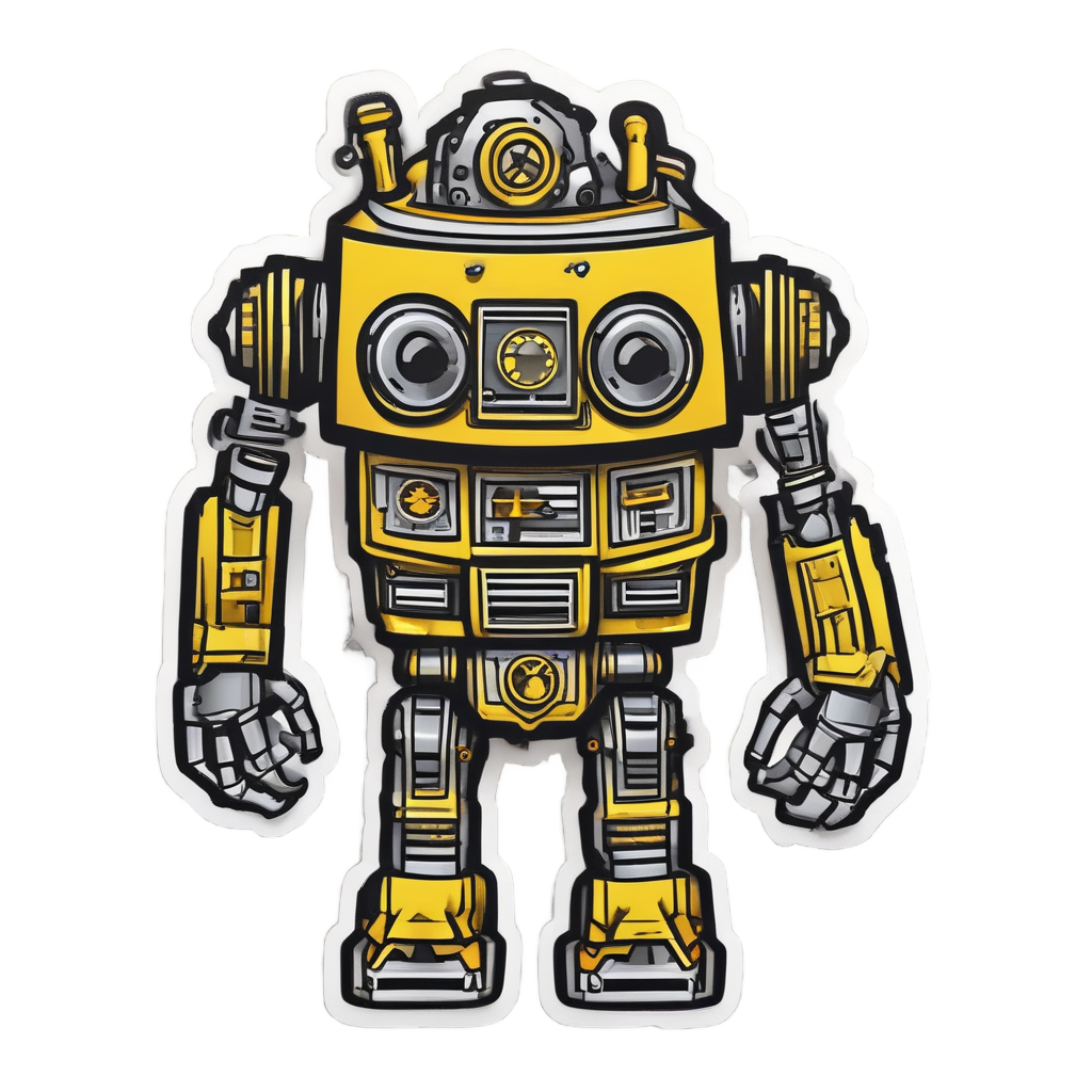 Caution Stripe Badge Robot — danger symbol stickers