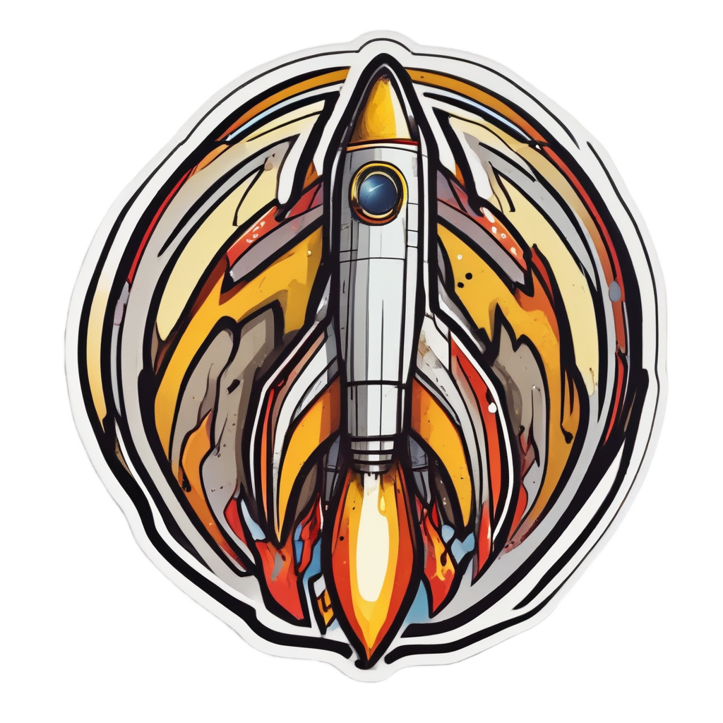 Caution Stripe Rocket — danger symbol stickers