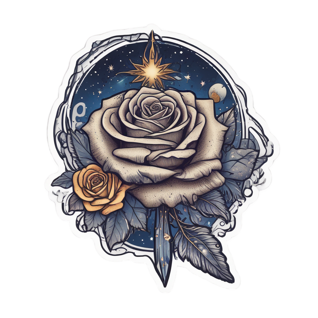 Celestial Bloom — snake, dagger & rose stickers