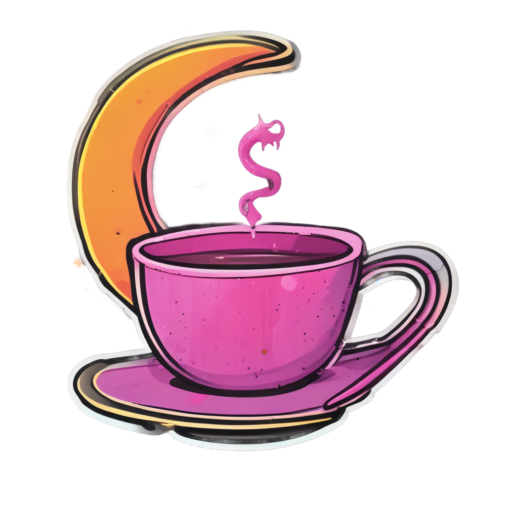 Celestial Coffee Break — fine-line flash stickers