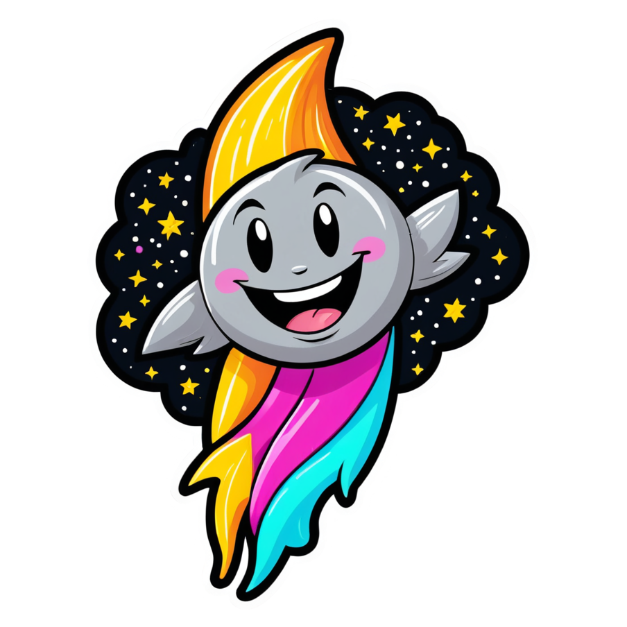 Happy Comet (neon) — celestial stickers
