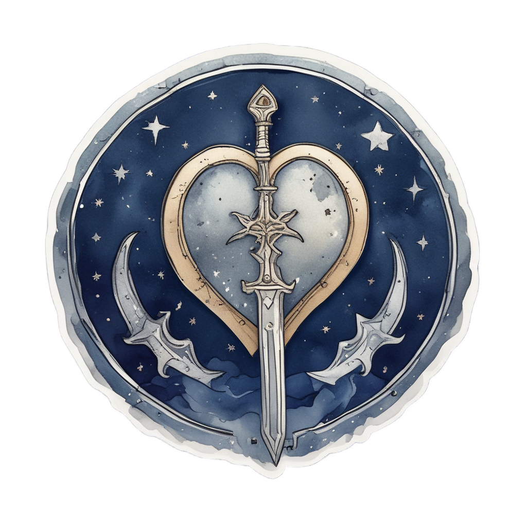 Celestial Dagger Heart — moon stickers