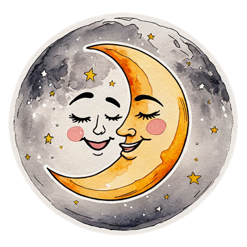 Smiling Moon (watercolor) — celestial stickers