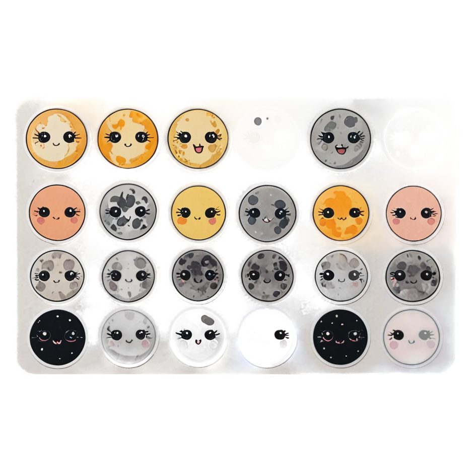 Moon Phases (kawaii) — celestial stickers