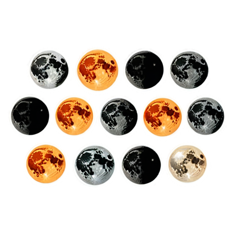 Moon Phases (retro) — celestial stickers