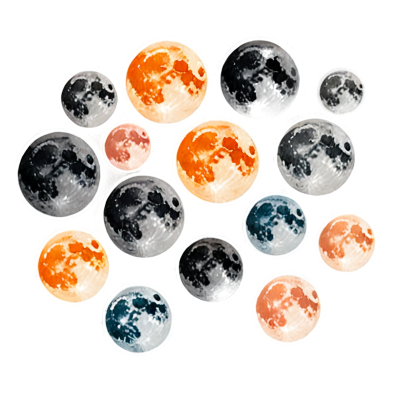 Moon Phases (watercolor) — celestial stickers