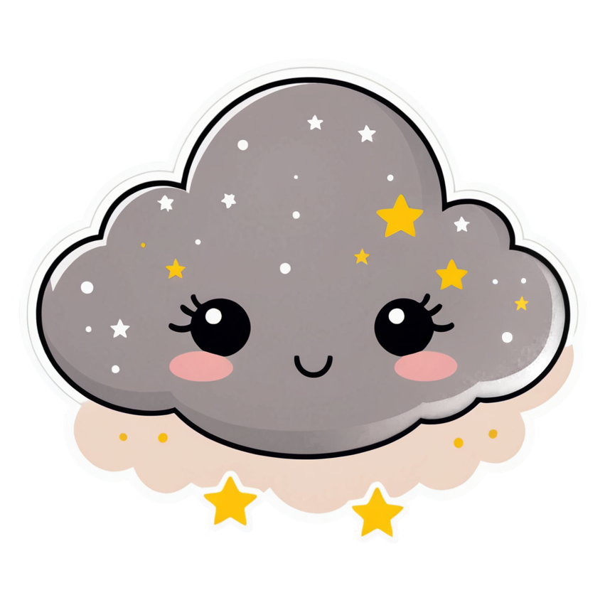 Night Cloud (kawaii) — celestial stickers