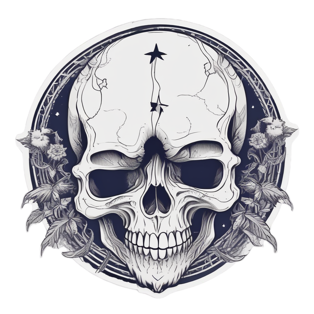 Celestial Pampas Skull — moon stickers