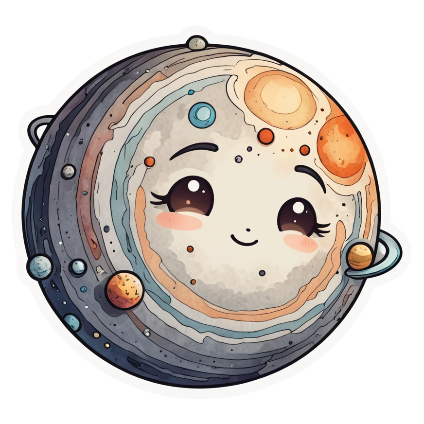 Sleepy Planet (watercolor) — celestial stickers
