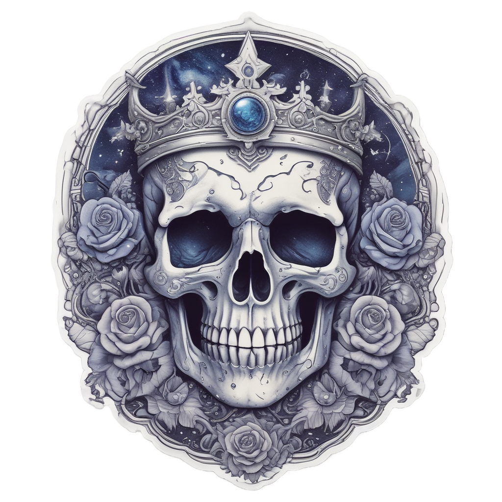 Celestial Rose Crown Skull — moon stickers