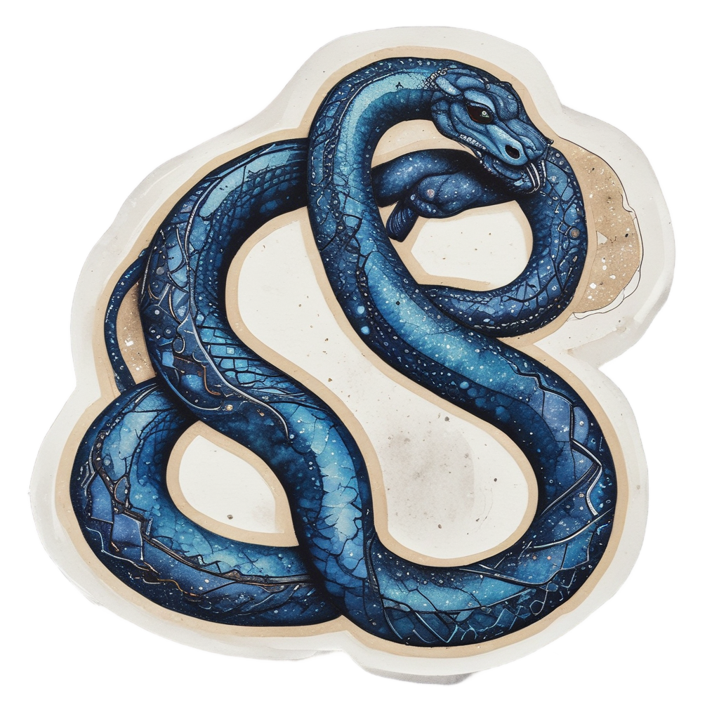 Celestial Scale Weaver — blackwork flash stickers