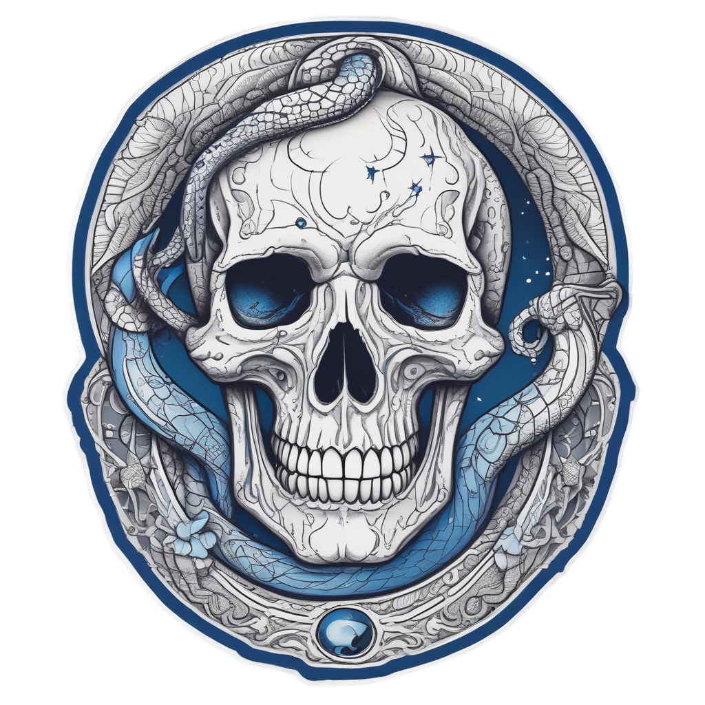 Celestial Snake and Skull — moon stickers