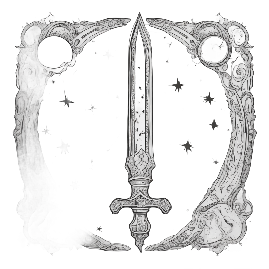 Celestial Star Dagger — blackwork flash stickers